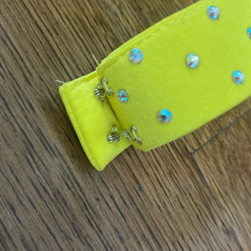 Yellow Sequin Puffy Ballroom Latin Dance Dress with Accessories - Picture 5 of 5
